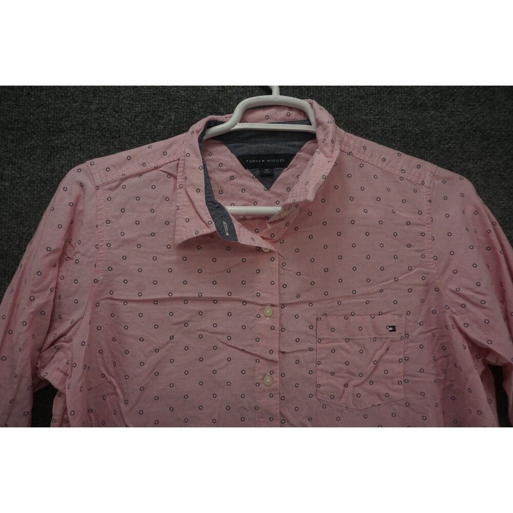 Tommy Hilfiger Button Up Shirt Womens 0X Pink Floral Long Sleeve